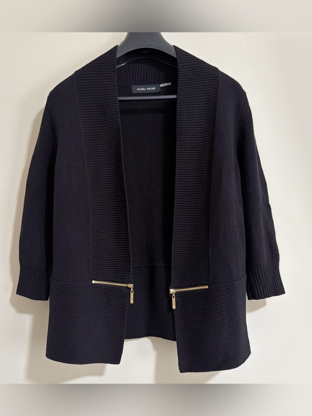 Ivanka Trump Black Cotton Acrylic Cardigan